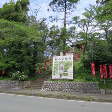 国道沿いの看板と幟