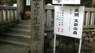 小さな森ですが自然豊な源平合戦の史跡