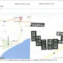 米須霊域慰霊塔地図。