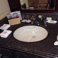 洗面所。シャンプーなどは有料らしい。