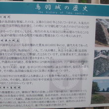 鳥羽城の歴史に関する解説板の様子