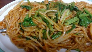 ナポリタンにはエビが。