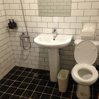 シャワースペースはカーテンもなく、水浸しになります(-_-;