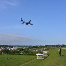着陸する旅客機