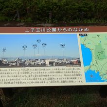 二子玉川公園のながめです。富士山・丹沢の山々が見えます。