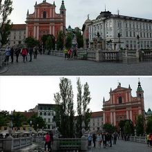 三本橋は、プレシェーレン広場前のリュブリャニツァ川に架かる橋