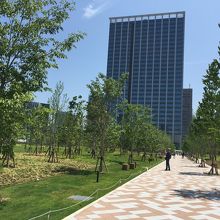 緑豊かなオフィスビル