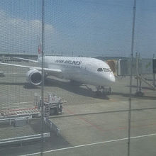 これからの乗る飛行機が目の前に