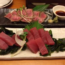 宮古牛のたたきとメバチマグロです。