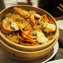 蟹の蒸籠蒸しおこわ