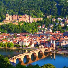 夕陽に染まるハイデルベルクは素敵です。