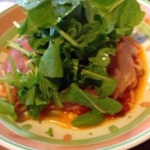 生ハムとルッコラのパスタ 辛さも良い！