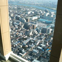 周辺の住宅街がはるか下です。