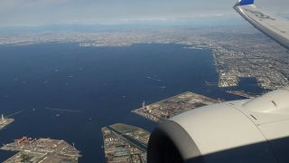 羽田空港に着陸前の、飛行機から眺める景色がすばらしい。