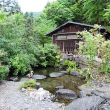 貸切露天風呂のある離れと池