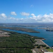 到着前のホノルル空港方面の景色