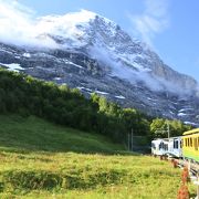 いかにもスイスらしい風景の中を走ります