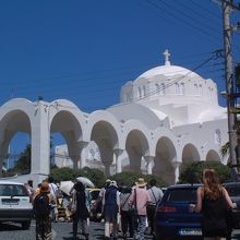 サントリーニ島のフィラの町で撮影