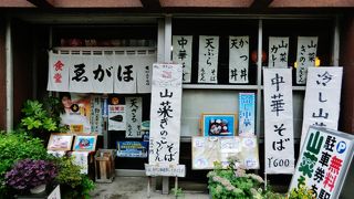 「駅前無料駐車券あり　山菜そば」の看板にひかれて入ったそば屋