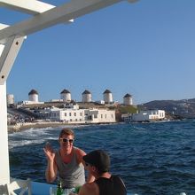 ミコノス島の風車を撮影