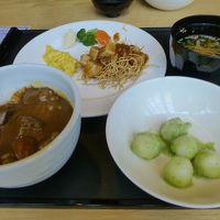 朝食では牛タンカレーやずんだ白玉、温麺などの名物あり