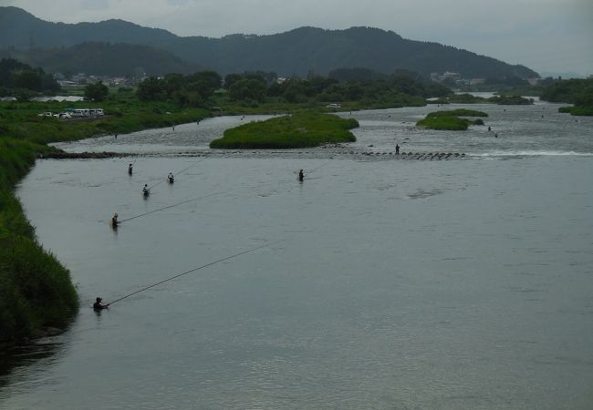 川の中に無数の釣り人がいました