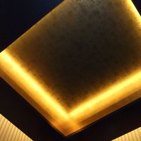 エレベータの天井が金箔張り