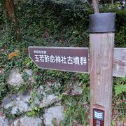 玉若酢命神社の後ろの丘陵にある古墳群