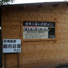 温泉街の中央に朝市広場があります