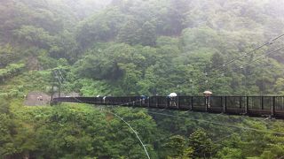 迫力ある高さの吊り橋