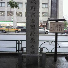 石碑と趣意板が建てられています。田村新交町会が立てたようです