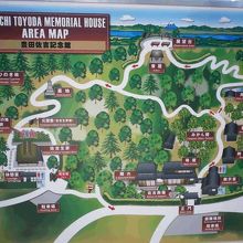 記念館のマップで、裏山が散策路になっています。
