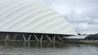 大きな白い屋根のドーム球場