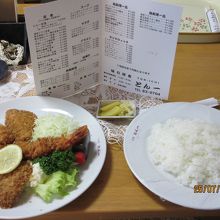 ミックスフライとライス