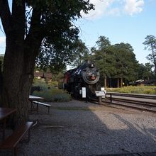 線路の端っこに展示されてる蒸気機関車