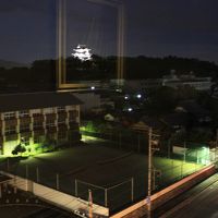 客室からライトアップされたお城が見えます。