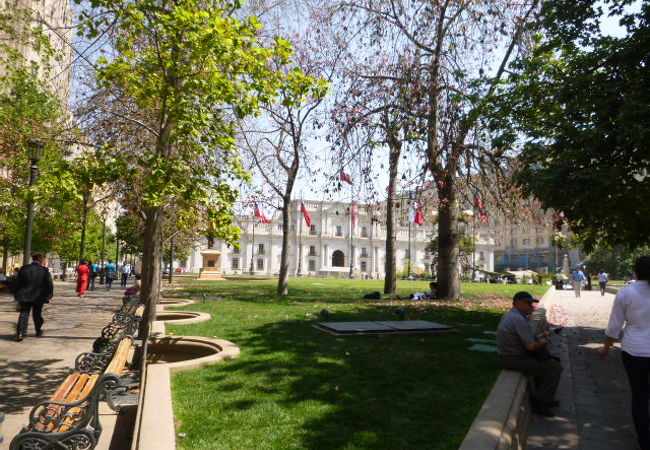 モネダ宮殿の裏の綺麗な広場