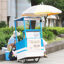 橋の近くでちりんちりんアイスを食べることができますよ。