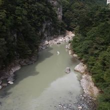 上流側の水も濁っています