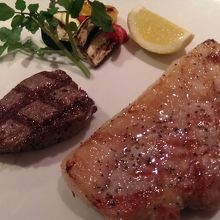 メインの仙台牛と豚