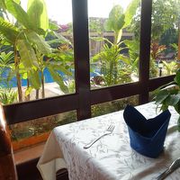 朝食会場の窓際は、プールが見れて気持ちがいいです