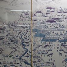 松前城資料館内にある松前屏風（道指定有形文化財）