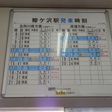 駅舎内にある時刻表です。
