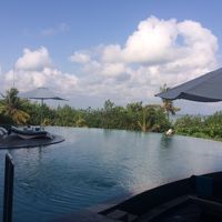 海とつながっているように見えるプール