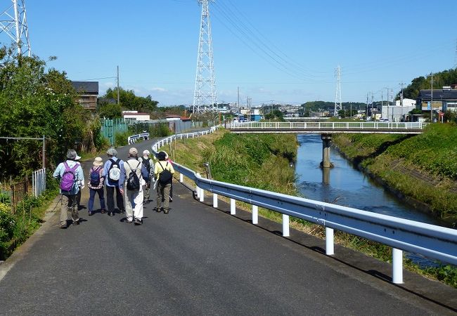 鶴見川から谷本川に沿う全長11.8kmのサイクリングコース、自動車が通らないので、安心して歩けます。