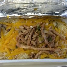 ネットで予約した「かぼちゃビーフン」。１時間経っても、熱々！