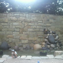 新宿中央公園の真ん中にある広い広場の奥の泉の壁です。