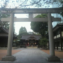 参道を入りますと、鳥居とその奥に本殿が見えてきます。