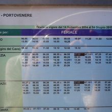 ラ・スペツィア行きのバス時刻表（平日）