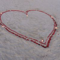 ホテル前ビーチにあった…ハート？